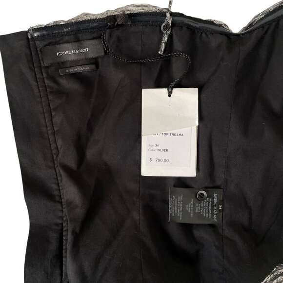 Isabel Marant Tresha Silver Metallic Bow Top Size 2 Bustier Cocktail - Picture 8 of 15